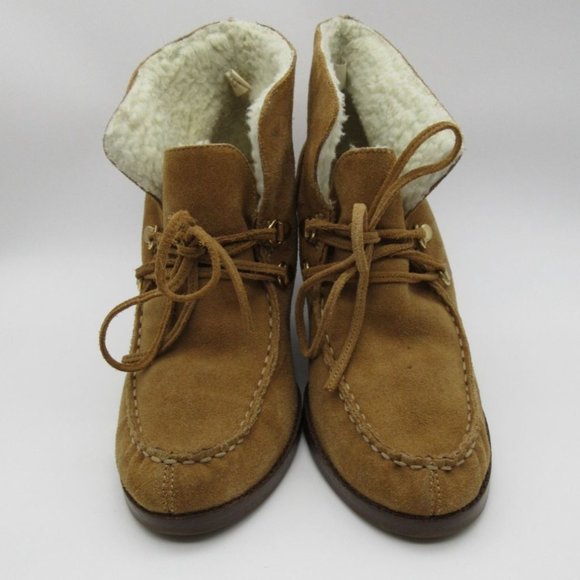 Michael Kors women's sheepskin suede lined wedge ankle boots 8.5 - Picture 4 of 12